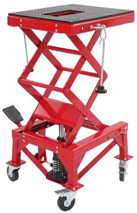 WFIETN Cric hydraulique pour moto - Jusqu'à 200 kg - Avec roues universelles - Pour levage de motos - Plage de levage : 35 à 87 cm