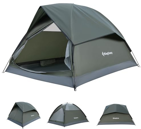 KingCamp Tenda 2 Persone,Telo Antipioggia Rimovibile,Lucernario Panoramico in Rete,Tenda Leggera Impermeabile PU 3000mm,Facile da Montare per 1 Persona – Ideale per Campeggio, Escursionismo