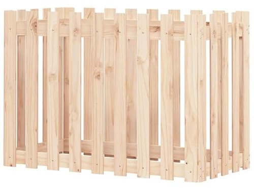 Aiuola rialzata in legno di pino massiccio (non trattata), design staccionata, 100 x 50 x 70 cm, naturale e durevole per la cura del giardino