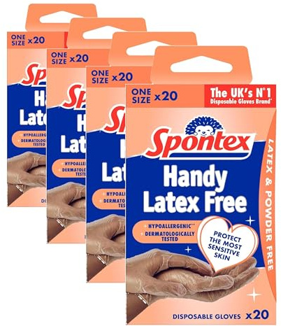Spontex 20 Handy Latex Free Disposable Gloves (Pack of 4)