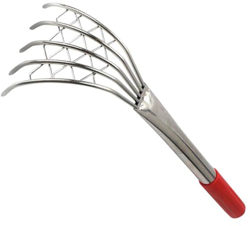 STAHAD Rastrello a Mano in Acciaio Inox con Manico Antiscivolo, Attrezzo da Spiaggia per Raccolta Vongole e Frutti di Mare, Strumento Ergonomico per Scavo e Dissodamento Sul Terreno