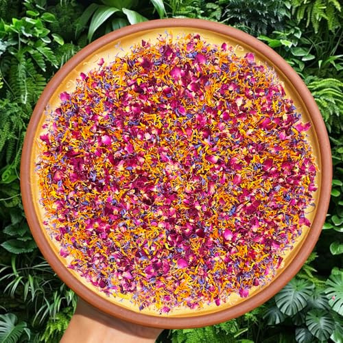 Ätbar blommix, 15 g – ekologiska torkade blommor: rosenblad, ringblomma och blåklint, en färgglad dekoration för kakor, cocktails, tvålar och ljus – naturliga, aromatiska, kreativa
