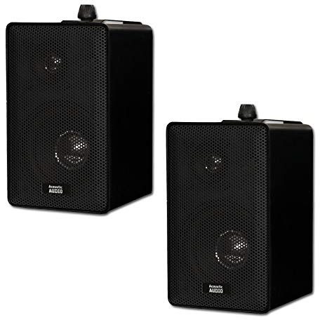 Acoustic Audio 251B Indoor Outdoor 3 Way Speakers 400 Watt Black Pair