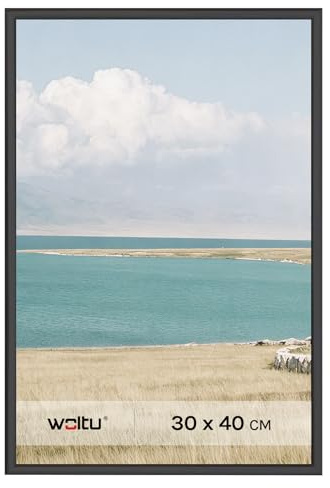WOLTU Bilderrahmen 30x40, Schwarz, Kunststoff Fotorahmen mit Passepartout