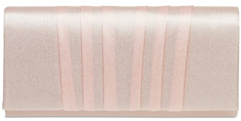 Caspar TA390 elegante Damen Satin Clutch Tasche Abendtasche mit vertikalen Falten
