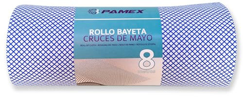 PAMEX Rollo 8 m Bayeta Cruces de Mayo con Precorte 36x40 cm 20 bayetas para limpieza de todo tipo de superficies.