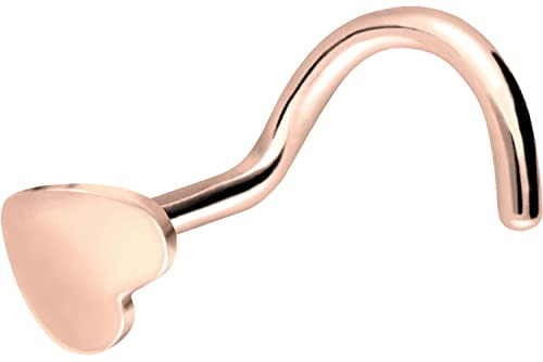 PIERCINGLINE Chirurgenstahl Nasenpiercing Spirale | Herz | Piercing Nase Stecker | Farbauswahl