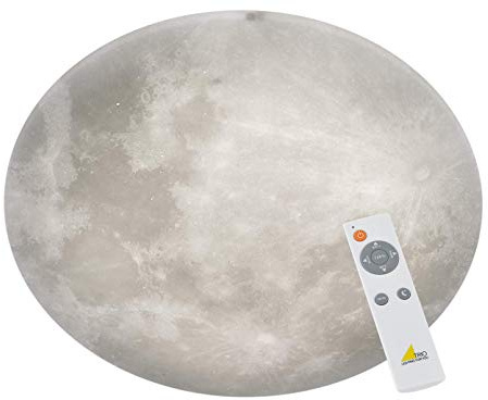 Trio Leuchten LED Deckenleuchte Lunar 627516000, Acryl mit Mondmotiv, Mondphase wechselbar, 1 x 40 Watt LED, Helligkeit einstellbar, Nachtlich Funktion, inkl. Fernbedienung, Weiß