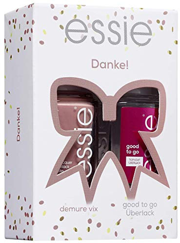 Essie Nagellack-Geschenkset Danke, Farblack demure vix, Überlack good to go, 2x 13,5 ml