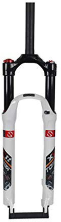 HIOD Forcelle da Bicicletta Bicic MTB Pompa D'urto Sospensione Mountain Bike Tubo Dritto Forchetta Corsa 100mm,White,26
