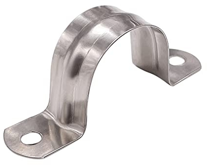 Yudesun Hose Clamp Tool - 10Pcs 50mm Saddle Clip Pipe Fastener Holder Metal Strap Clips Two Hole Tube Strap Pipe Tube Conduit Fixed Pipe Rack