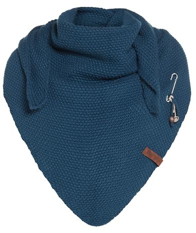KNIT FACTORY - Dreiecksschal Coco - Damen Strickschal mit Wolle - Umschlagtuch für den Herbst und Winter - Winterschal - Dreieckstuch - Hochwertige Qualität - XXL Schal - 190 x 85 cm - Petrol