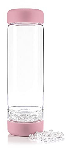 VitaJuwel inu! Crystal blossom Rose - Botella de agua con cristal de roca para individualistas