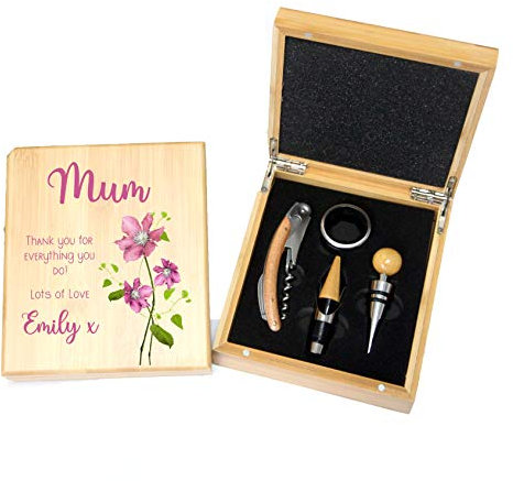 Personalised Wine Sommelier Set Kit, Bridesmaid Gift, Wedding, Maid of Honour, Valentines Gift, Corkscrew Bottle Opener, Mothers Day