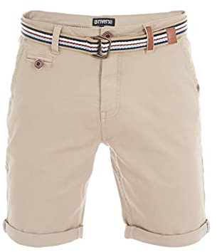 riverso Kurze Hosen Herren Chino Shorts Kurz mit Gürtel Regular Fit RIVKlaas Chinoshorts Bermuda Stretch Grün Rot Blau Beige Grau 30 31 32 33 34 36 38 40 42 44 46