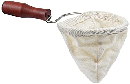 AUEAR, Wooden Handle Coffee Filter Reusable Cafe Flannel Cloth Bag Sock Strainer