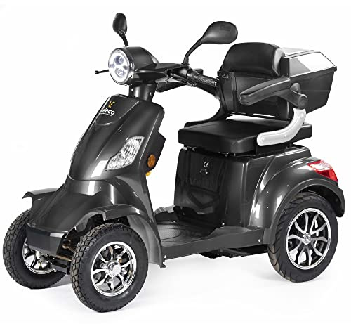 VELECO FASTER - Mobilitätsroller mit 4 Rädern – komplett montiert und fahrbereit – sicher und stabil – Alarm – geräumiger Stauraum - Rückwärtsgang - Vierrad Seniorenmobil