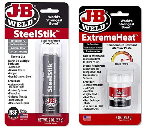 J-B Weld 37901 ExtremeHeat High Temperature Resistant Metallic Paste - 3 oz & J-B Weld 8267UK SteelStik Epoxy Putty