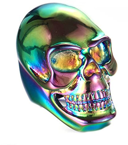 Mesnt Schmuck Herren-Ring Edelstahl Punk-Rock-Totenkopf-Ring Bunt Edelstahlringe Für Männer Schmuck Ring Geschenk für Vater/Ehemann, Größe 65 (20.7)