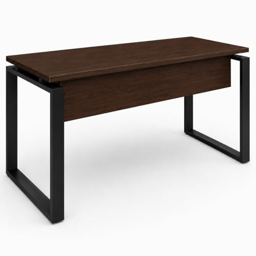 Genérico OFILIKE. Escritorio de Oficina y Teletrabajo con Estructura Metálica Cerrada Negra, Mesa de Ordenador, Despacho y Estudio, Tablero de Melamina de 25mm (Nogal, 200x80)