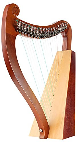 Leier Harfe, 19 Saiten Mahagoni Harfe, Halbschlüssel Leier, Musikinstrument für Erwachsene Kinder Anfänger mit Stimmschlüssel Schwarz Gig