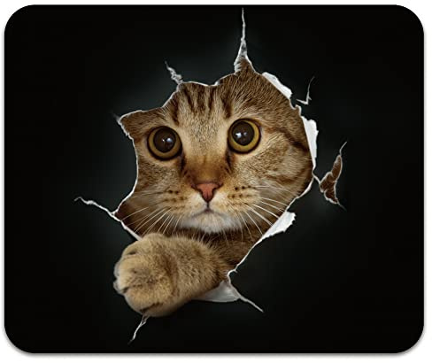 Audimi Tappetino per mouse a forma di gatto, tappetino per mouse con base in gomma antiscivolo per laptop, PC, ufficio, lavoro, gaming, 24x20x0,3 cm (9,5x7,9 pollici)