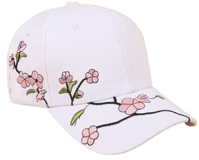 Baseballkappe Damen Mädchen Basecap UV Schutz Sonenhut Verstellbar Schirmmütze Sommer Baseball Cap Stickerei Pflaumenblüte Snapback Hut Outdoor Sport Trucker Cap für Golf Baseboard Radfahren Wandern