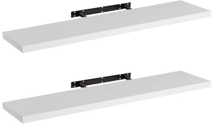 LOLAhome Set de 2 estantes de Pared flotantes Blancos de 120x23,5x3,8 cm