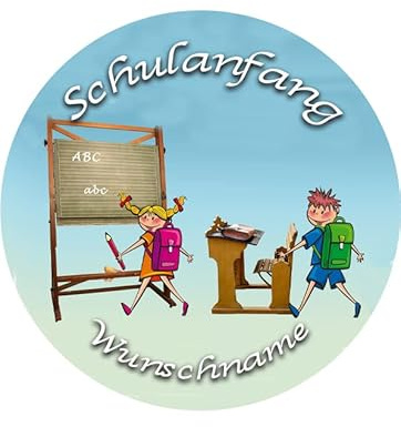 Tortenaufleger mit Wunschname, Einschulung, Schulanfang, Geburtstag, Essbares Bild für Torten, Ø 20cm - Super Qualität,01011