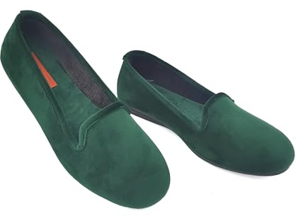 Maravillosas zapatillas de invierno para mujer, bailarinas cerradas de casa de invierno de terciopelo satinado, zapatillas calentadoras de pies de peluche elegantes, suaves y súper cómodas, esmeralda,