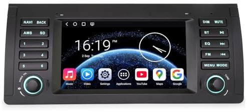 4GB 64GB Android 16 Radio Coche con Pantalla Táctil Carplay para BMW X5 E53 | Qualcomm 8 Core Bluetooth 5.1 Android Auto DSP A2DP SWC WiFi Canbus Navegador GPS