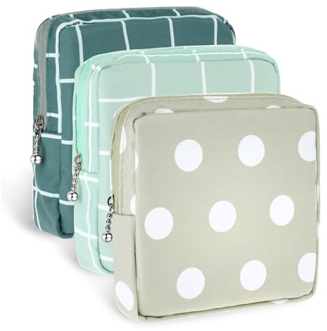Jeffdad 3 bolsas de almacenamiento de servilletas sanitarias, bolsas de almohadillas menstruales reutilizables portátiles para mujer, bolsas de tampón para productos femeninos, bolsa para kit de