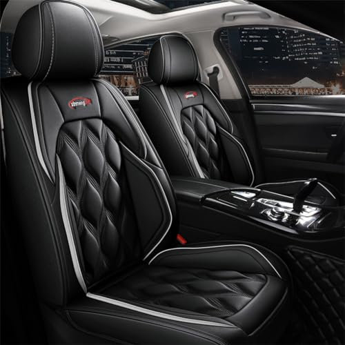 Muchkey Sitzbezüge Auto Leder kompatibel mit SEAT für Ibiza Vordersite und Rücksitze Sitzbezügesets Sitzbezüge & Auflagen zubehör Innenraum (mh109 Schwarz grau