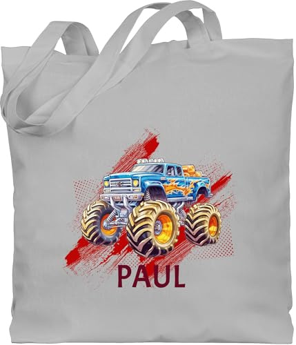 Geschenk mit Namen personalisiert by Shirtracer - Baumwolltasche - Auto - Monstertruck mit Name | Monster Truck Personalisiert | Riesentruck