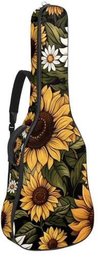 Art Vintage Sunflowers Akustikgitarrentasche mit verstellbarem Schultergurt, Gitarrentasche mit Rückenaufhänger, geeignet für E-Gitarren, Bassgitarren, klassische Gitarren, Ukulele, Art Vintage
