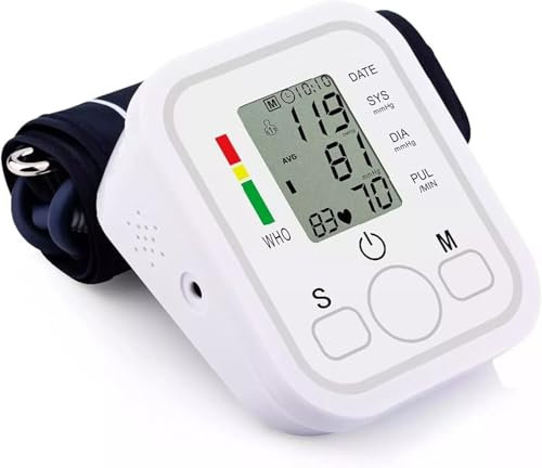 Digital Automatic Blood Pressure Monitor Upper Arm BP Machine Heart Rate Sphygmomanometer Pressure Meter Tonometer for Measuring Arterial Pressure