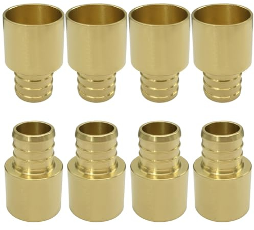 Uenede 8PCS Copper 3/4 PEX to 3/4 Female Sweat Solder Adapter Straight Brass Coupling Pipe Crimp Fitting Over Copper Tube