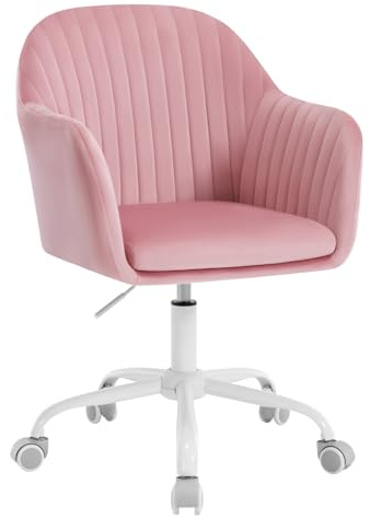 WOLTU Silla Ergonómica Escritorio, Silla Oficina Giratoria con Ruedas, Respaldo Ancho, Asiento Amplio, Altura Ajustable, Terciopelo, Rosa, BS166rs