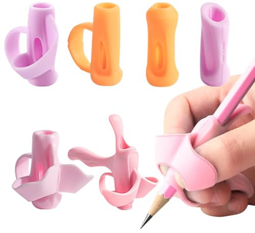 SoeUyd Poignées de Crayon 6 Pièces Guide Doigts pour Ecriture et Aide à l’Écriture Enfant, Orthèse Cinq Doigts pour Formation de Contrôle de Plume