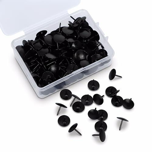 Reißnägel Schwarz 400 Stück/Box 10mm Metall Reißzwecke Heftzwecken Runde Thumb Tacks Große Reißzwecken Nagel Dekoration Pushpin Black Thumb Tacks für Büro Schulen Zuhause DIY Memos BildernSchwarz