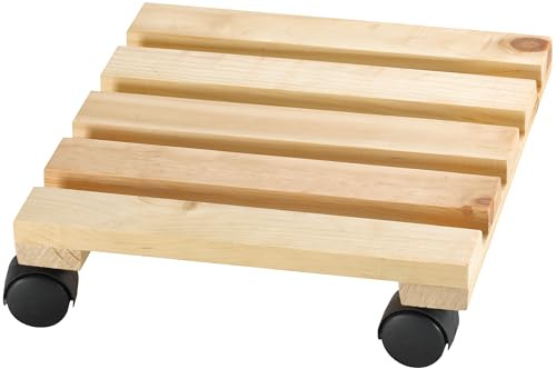 Dörner + Helmer Pflanzenroller Economy, Quadratisch, 35cm x 35cm, 50kg Tragkraft, Rutschhemmend, für Outdoor, Hellbraun