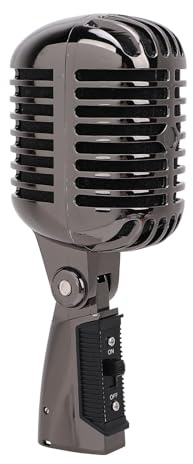 Asixxsix Microphone Vocal Dynamique, Micro Cardioïde de Style Vintage avec Câble XLR, Support Universel, Vieux Micro Vintage pour Performances en Direct, Enregistrement en Studio