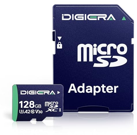DIGIERA 128GB CT100 microSDXC UHS-I Memory Card with Adapter - up to 100MB/s, C10, U3, V30, 4K UHD, A2, Micro SD Card for Smartphones, Tablets, Cameras, Gaming Consoles, and Drones (1 Pack)