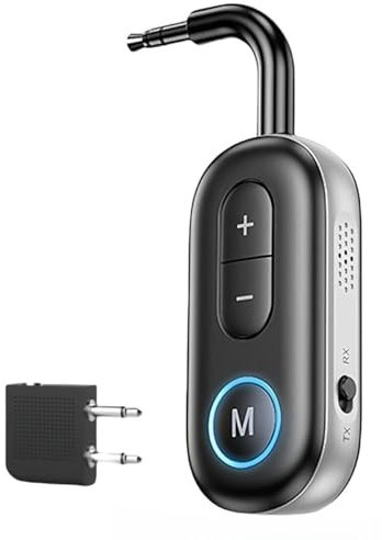 RUOVXWU 2 in 1 Bluetooth 5.4 Transmitter Receivers,Audio Adapter, Mini Wireless Car Transmitter Receivers with 3.5mm Aux Bluetooth Adapter for Home Car Airplane PC Audio Music Headphones TV Speakers