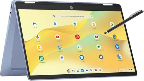 HP Convertible 2-in-1 Chromebook in Blue 14 Touch HD Intel 4-Core up to 3.40GHz 4GB Ram 128GB Storage 4K Graphics Super-Fast WiFi Chrome OS (14b - Renewed)