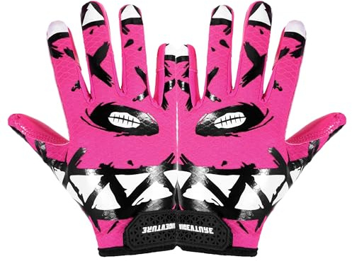 AIGEVTURE Youth Football Gloves Kids Receiver Gloves Sticky Football Gloves for Boys Girls Pink Small