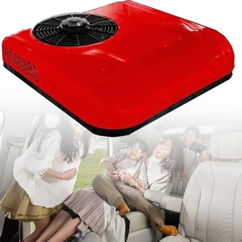 Climatiseur Toit 12V/24V Cc pour Camping-Car, Compresseur de Climatisation Mobile pour Camionnettes, Véhicules Tout-Terrain, Camions, Camping-Cars, Refroidissement,Red-24V