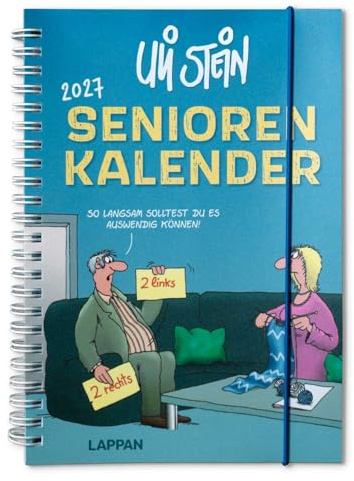Seniorenkalender mit Spiralbindung Uli Stein 2027 - Terminplaner A5- Kalenderbuch für 2027 - Jahreskalender 2027 mit Motiv Seiten & Spiralbindung und Gummiband