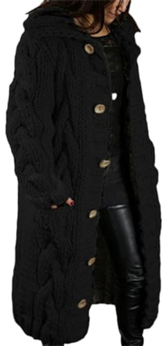 JIAALU Damen Strickjacke Lang Grobstrickjacke Strickmantel Cardigan Grobstrick-Cardigan Strickpullover Herbst Winter Jacke