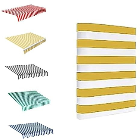 Retractable Awning Replacement Fabric WaterResistant Canopy Cover with Valance for 3x2m Awnings Sunshade Material for Garden Balcony (Blue 2x1.5m/6.5x5ft)